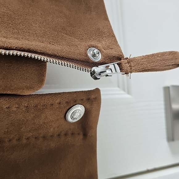 NWT Max Studio Utilatarian Zip/Button Closure Faux Suede Jacket Pockets XL Camel - Picture 8 of 14